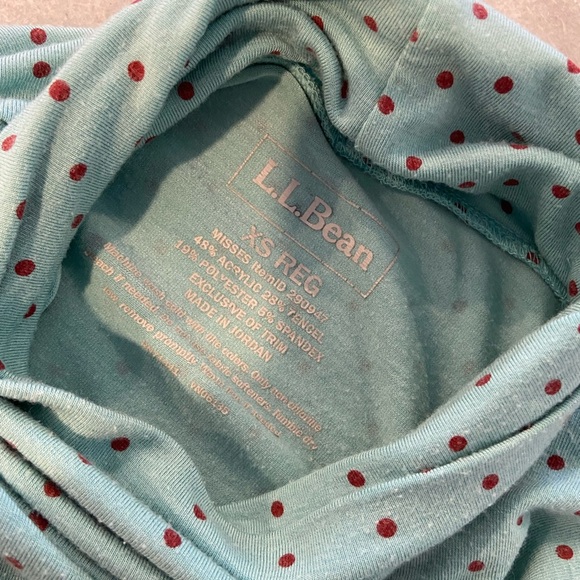 L.L. Bean Size XS Blue Red Polka Dot Long Sleeve Pullover Turtleneck Top Stretch - Picture 8 of 10